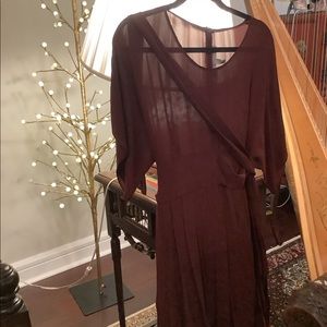 Morgane le fay maroon silk dress with sash